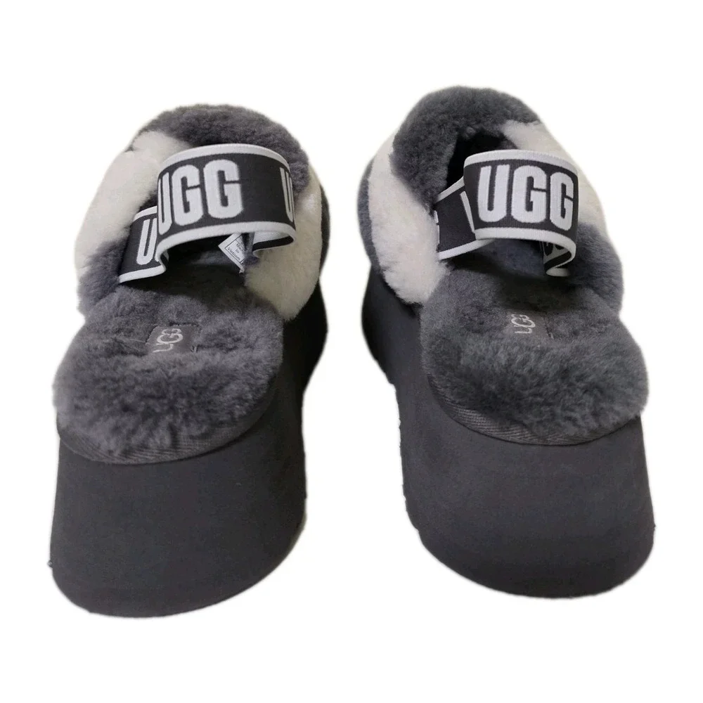 UGG Disco Stripe platform Sandal Size 6 Womens Grey White Combo